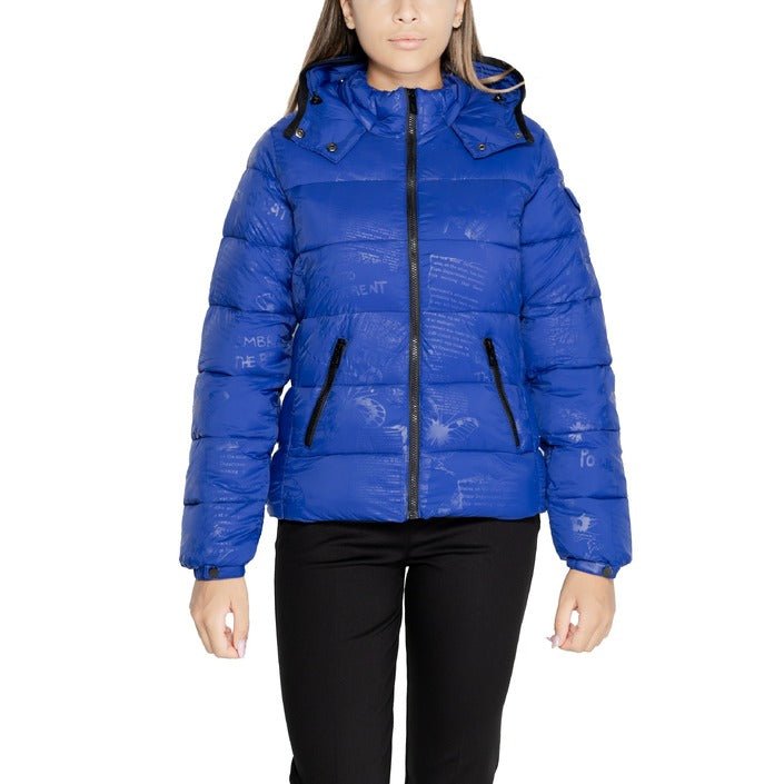 Desigual Padded Down Quilted Hooded Jacket Blue - Princess Attitude