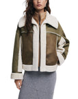 Desigual Shearling Biker Jacket Olive - Princess Attitude