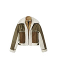 Desigual Shearling Biker Jacket Olive - Princess Attitude