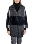 Sandro Ferrone Lapel Collar Jacquard Midi Coat Black