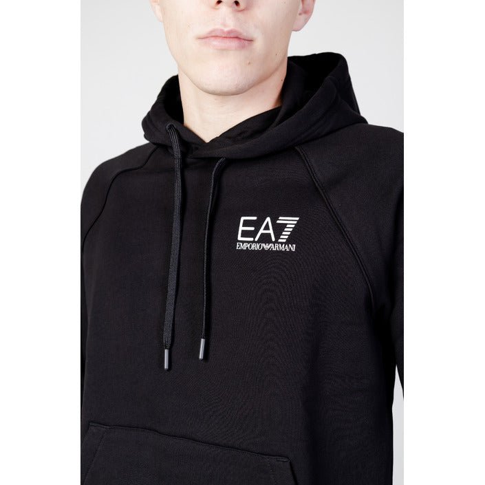 Ea7 Emporio Armani Logo Hooded Sweatshirt Black - Princess Attitude