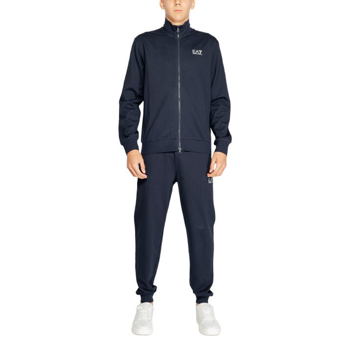 Emporio Armani Ea7 Funnel Neck Plain Cotton Zip Tracksuit Blue - Princess Attitude