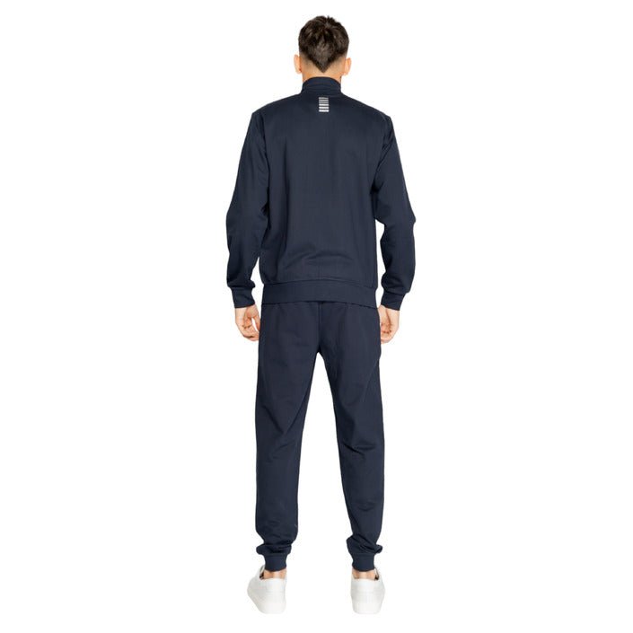 Emporio Armani Ea7 Funnel Neck Plain Cotton Zip Tracksuit Blue - Princess Attitude