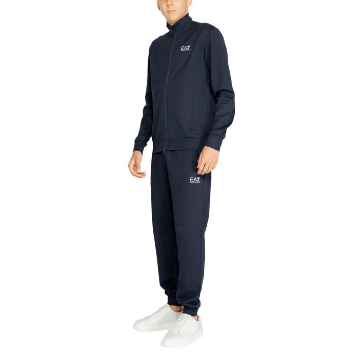 Emporio Armani Ea7 Funnel Neck Plain Cotton Zip Tracksuit Blue - Princess Attitude