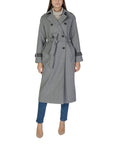 Only Double Breasted Maxi Trench Coat Grey