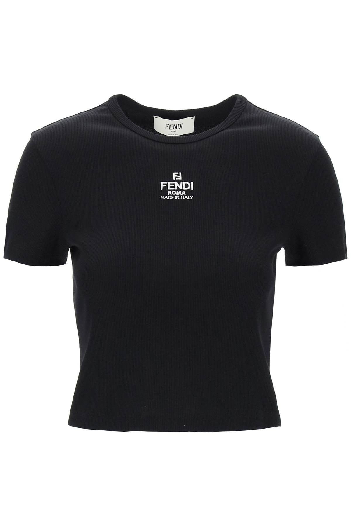 Fendi - Cropped T-Shirt With Logo Embroidery - Princess Attitude