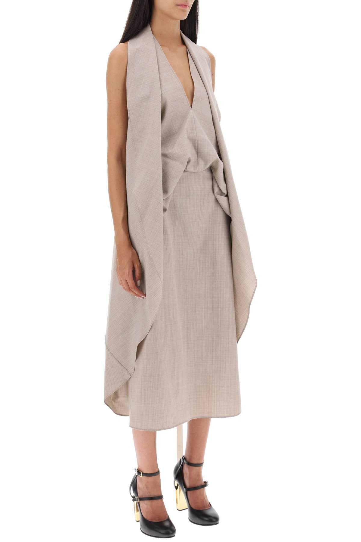 Fendi - Draped Dress In Pinstripe Flannel - Princess Attitude