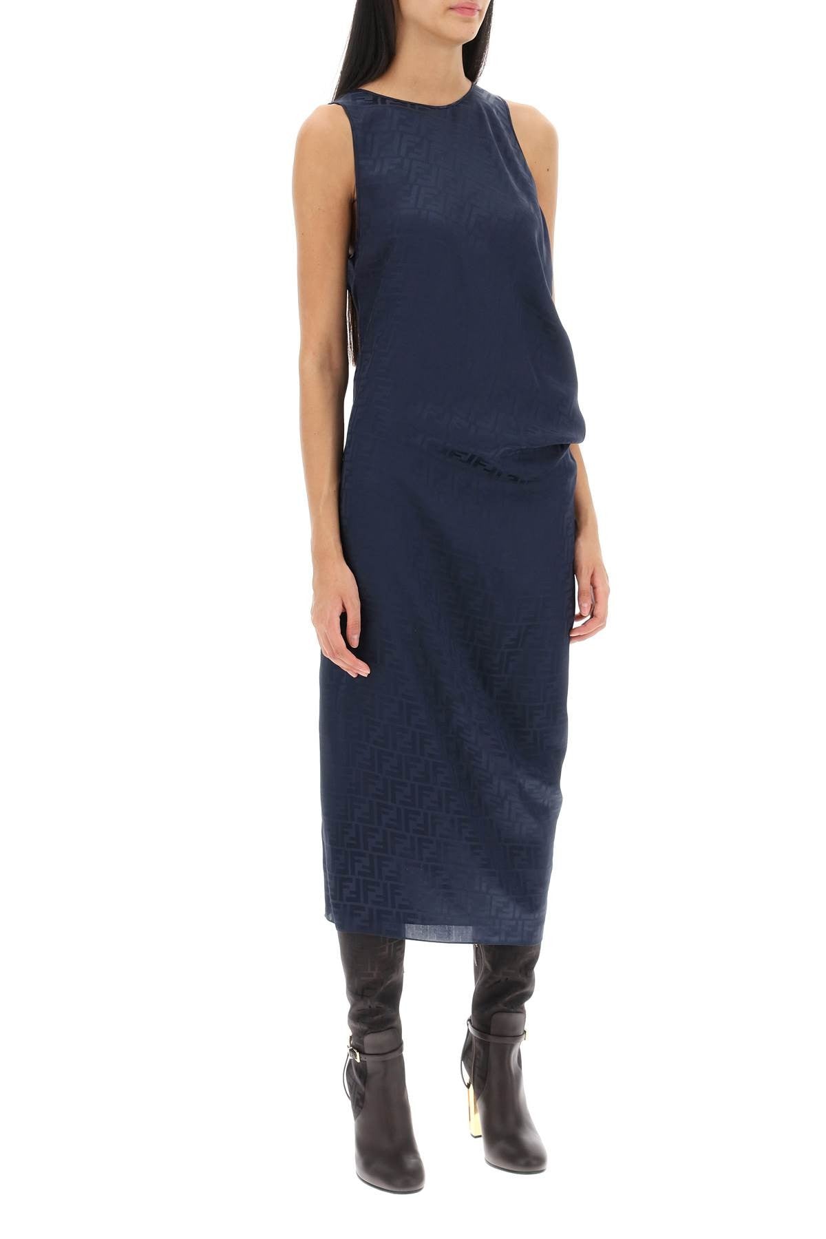 Fendi - Draped Ff Silk Midi Dress - Princess Attitude