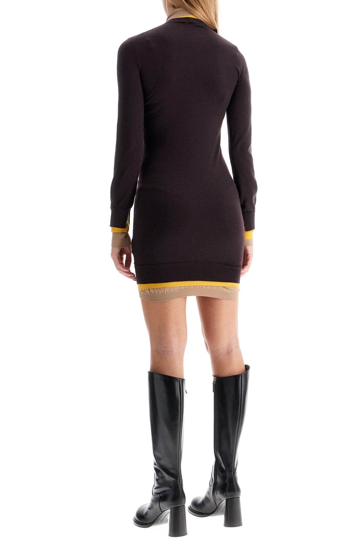 Fendi - Knitted Mini Dress With Contrasting Edges - Princess Attitude