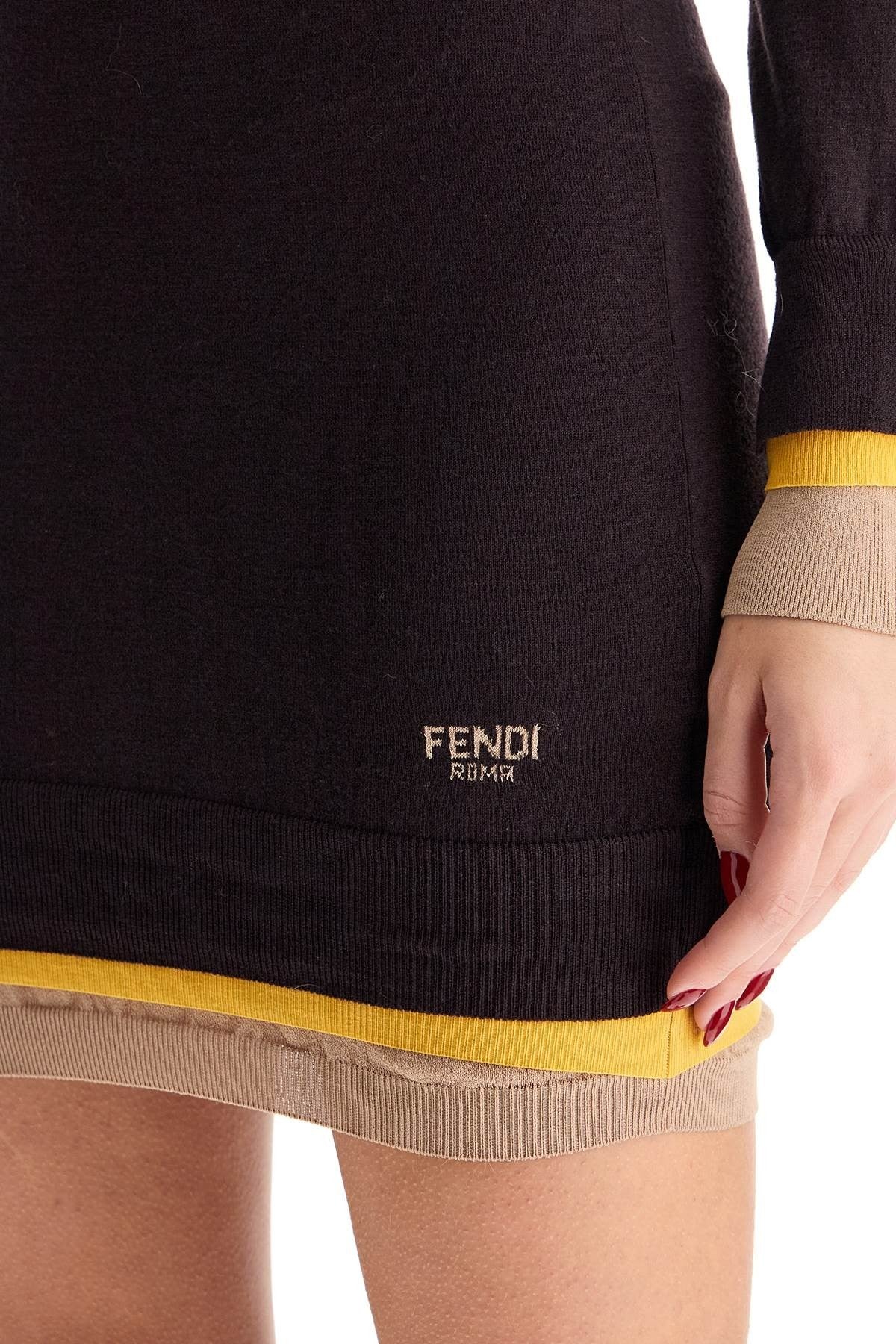 Fendi - Knitted Mini Dress With Contrasting Edges - Princess Attitude