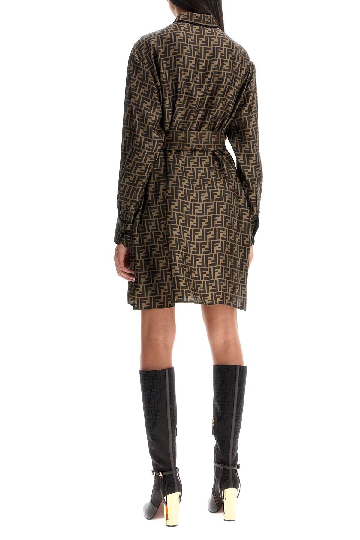 Fendi - Silk Shirt Dress With All - Over Logo - Princess Attitude