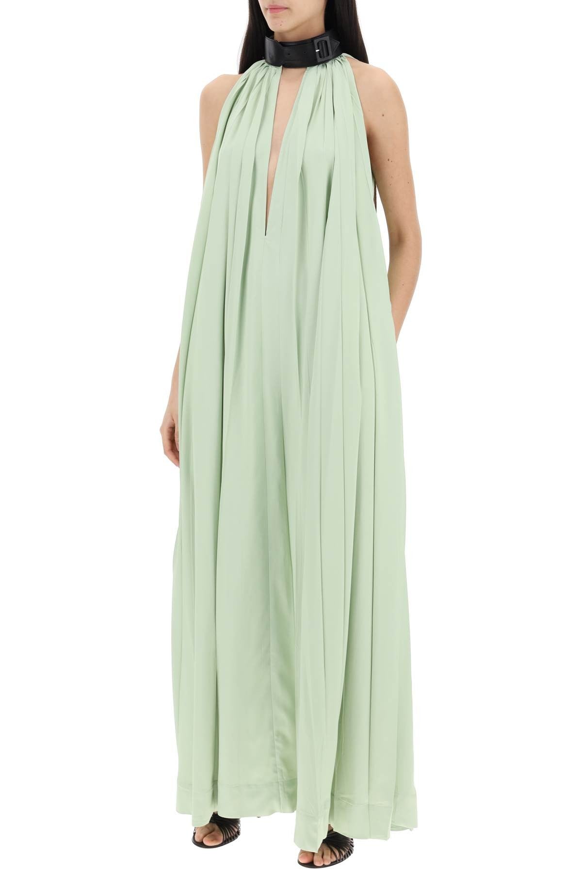 Ferragamo - Maxi Dress With Leather Buckle Detail - Princess Attitude