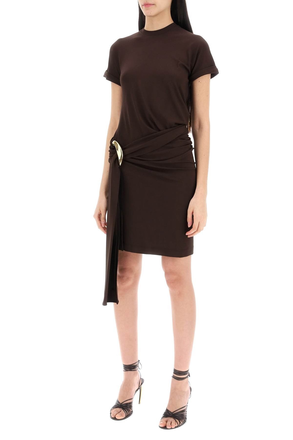 Ferragamo - Short Dress With Sash And Metal Ring Accent - Princess Attitude