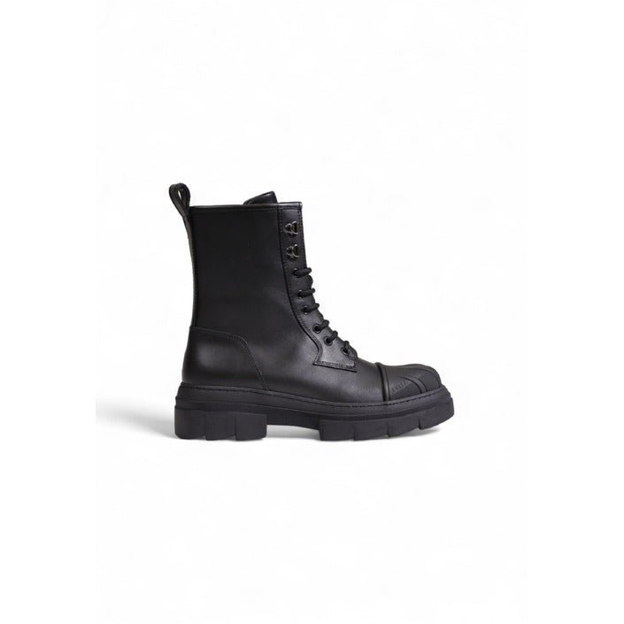 Furla Gum Lace Up Leather Ankle Boots Black - Princess Attitude