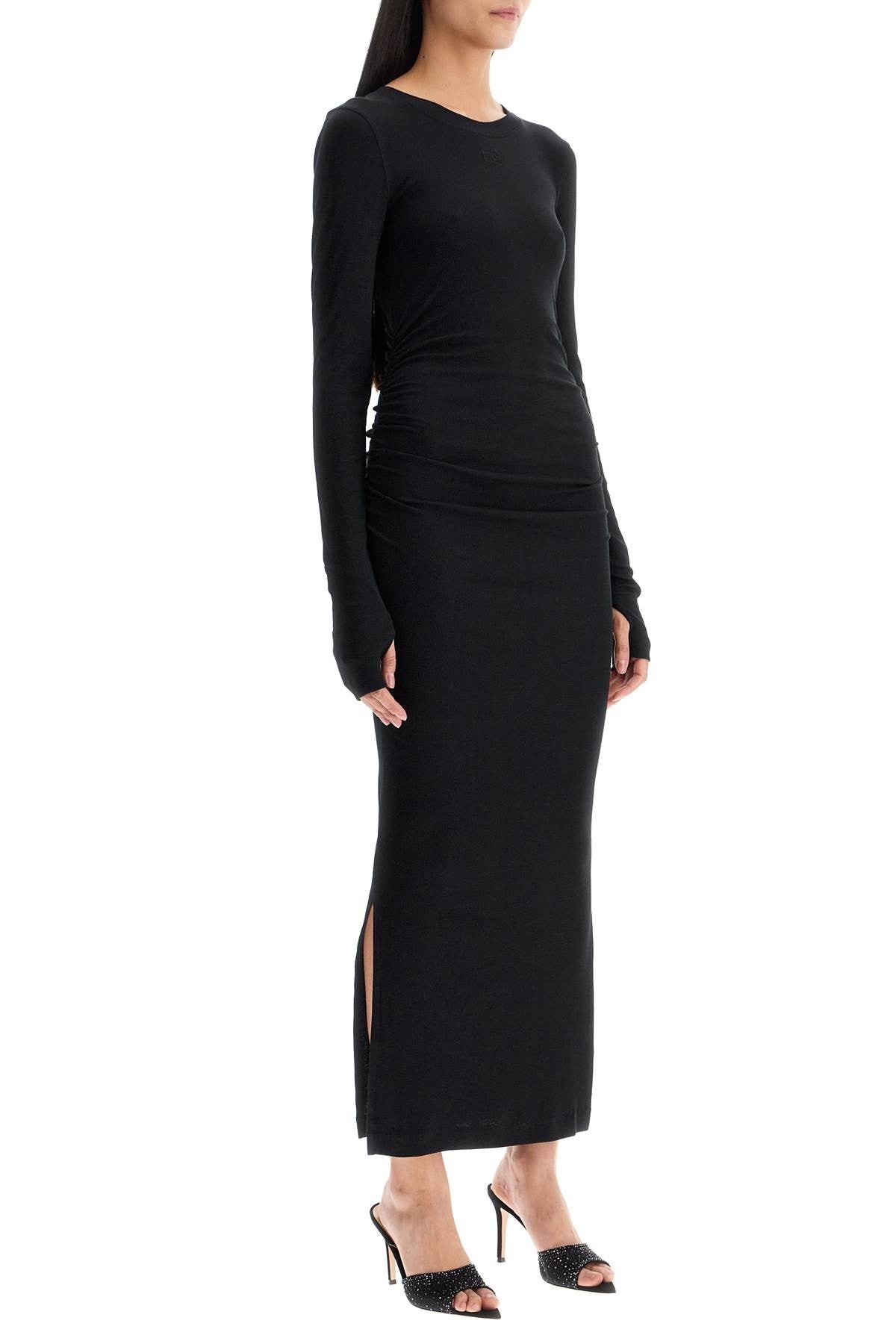 Ganni - Long Ribbed Jersey Dress With Nine Words - Princess Attitude