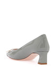 Roger Vivier - Glossy Grey Calfskin Pumps With Square Wide Heel