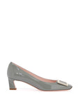 Roger Vivier - Glossy Grey Calfskin Pumps With Square Wide Heel