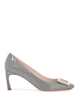 Roger Vivier - Gray Calfskin Pumps With Golden Buckle And 7Cm Stiletto Heel