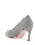 Roger Vivier - Gray Calfskin Pumps With Golden Buckle And 7Cm Stiletto Heel