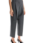 Toteme - Gray Melange Recycled Fabric Pleated Trousers