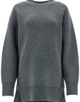 Toteme - Gray Melange Wool And Cashmere Sweater With Wide Neck