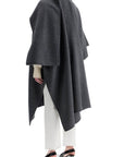 Toteme - Gray Mélange Wool Coat With Doublé Scarf Sleeveless