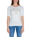 Guess 1981 Logo Crew Neck Knit Top White - Princess Attitude