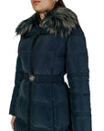 Guess Faux Fur Collar Long Puffer Down Jacket Navy - Princess Attitude