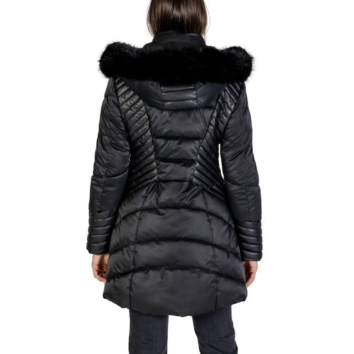 Guess Faux Fur Puffer Down Long Hooded Jacket Black - Princess Attitude