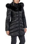 Guess Faux Fur Puffer Down Long Hooded Jacket Black - Princess Attitude