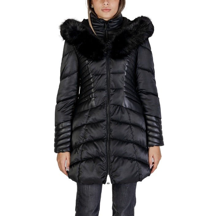 Guess Faux Fur Puffer Down Long Hooded Jacket Black - Princess Attitude