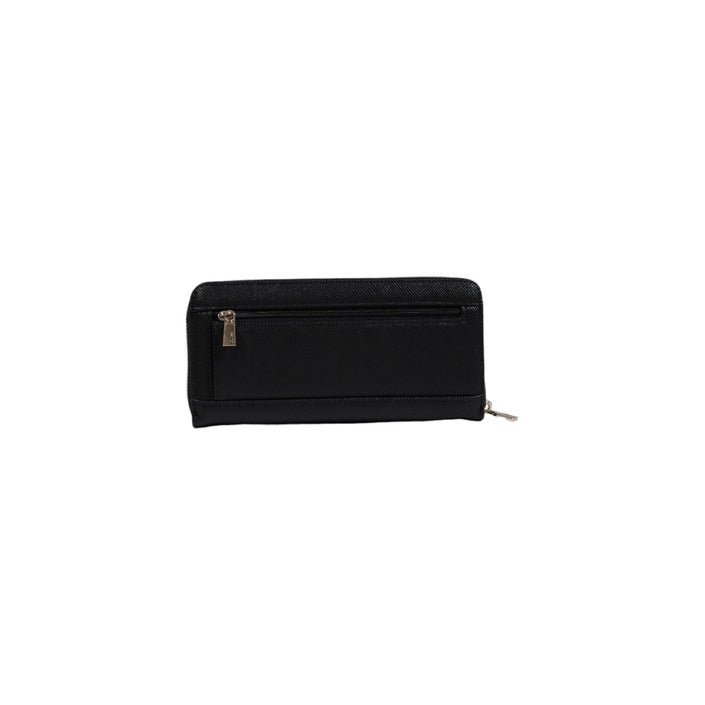 Guess Laurel Large Zip Around Faux Leather Wallet Black - Princess Attitude