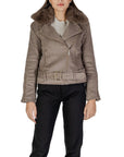 Guess Nancy Moto Faux Fur Wool Blend Jacket Brown - Princess Attitude