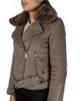 Guess Nancy Moto Faux Fur Wool Blend Jacket Brown - Princess Attitude