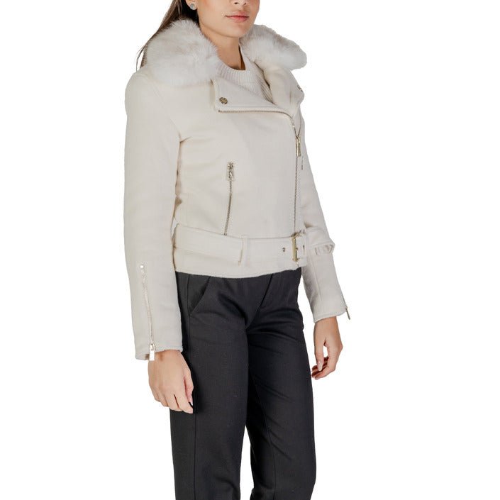 Guess Nancy Moto Faux Fur Wool Blend Jacket White - Princess Attitude