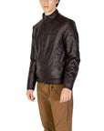 Hamaki - Ho Faux Leather Turtleneck Biker Jacket Brown - Princess Attitude