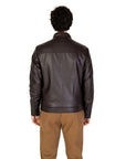 Hamaki - Ho Faux Leather Turtleneck Biker Jacket Brown - Princess Attitude