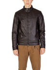 Hamaki - Ho Faux Leather Turtleneck Biker Jacket Brown - Princess Attitude