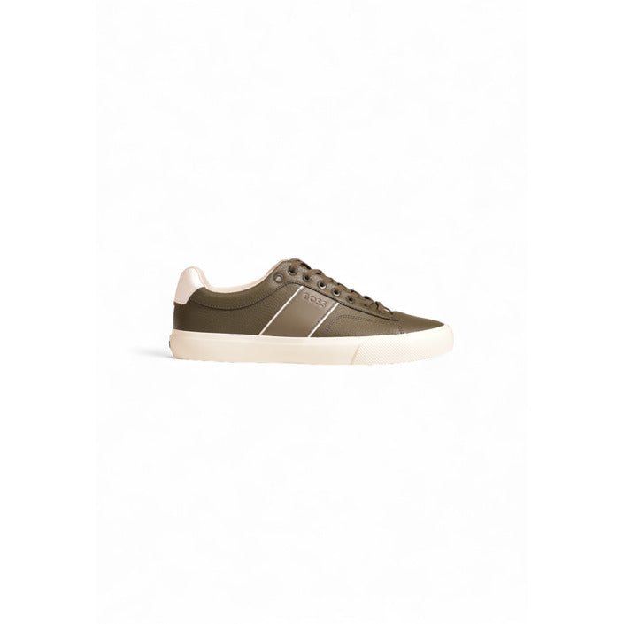 Hugo Boss Aiden Low Top Lace Up Leather Sneakers Olive - Princess Attitude