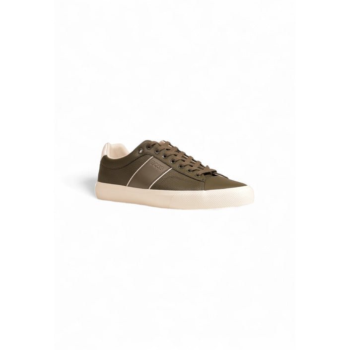 Hugo Boss Aiden Low Top Lace Up Leather Sneakers Olive - Princess Attitude