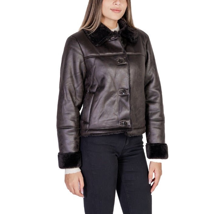 Jacqueline De Yong Faux Leather Lapel Collar Jacket - Princess Attitude