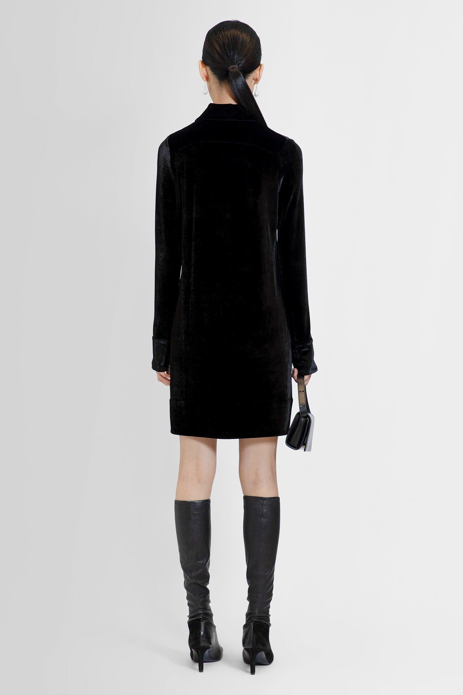 Jil Sander - Short Velvet Jersey Shirt Dress - Princess Attitude