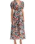 Saloni - 'Lea' Long Dress In Printed Silk