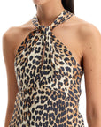 Ganni - Leopard Print Satin Top For