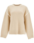 Toteme - Light Beige Wool And Cashmere Sweater With Embroidery