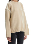 Toteme - Light Beige Wool And Cashmere Sweater With Embroidery