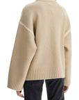 Toteme - Light Beige Wool And Cashmere Sweater With Embroidery