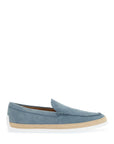 Tod'S - Light Blue Calfskin Loafers With Rubber And Rope Sole