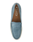 Tod'S - Light Blue Calfskin Loafers With Rubber And Rope Sole