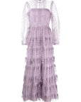 Self Portrait - Lilac Tiered Lace Maxi Dress